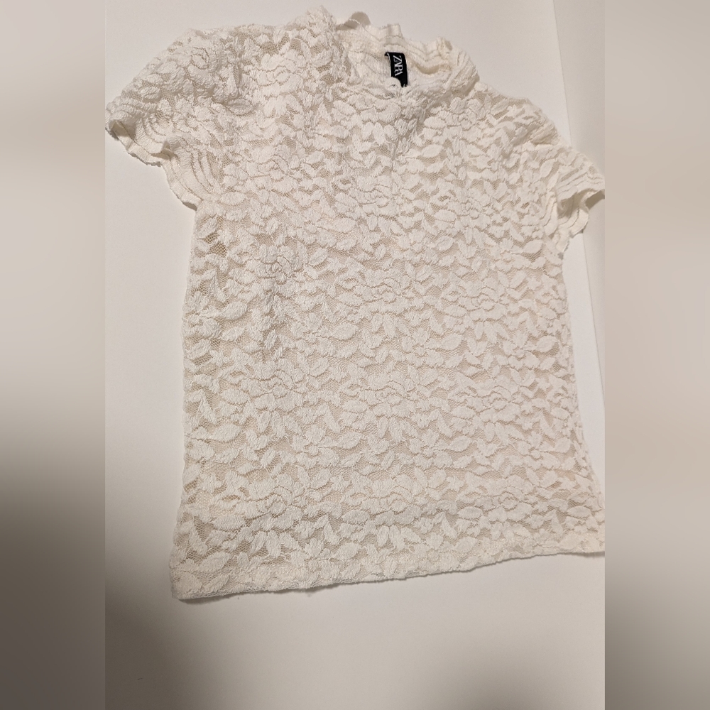 Mock Neck Lace Top